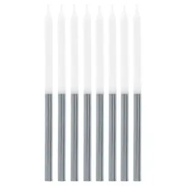 Smala Tårtljus Silver/Vit