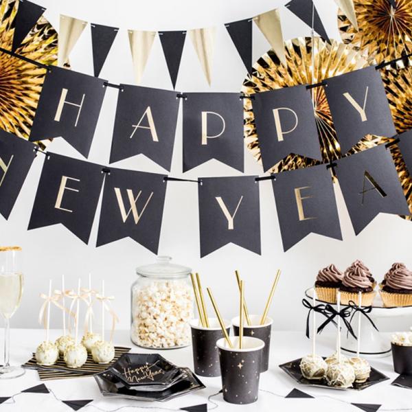 Mini Assietter Happy New Year Svarta