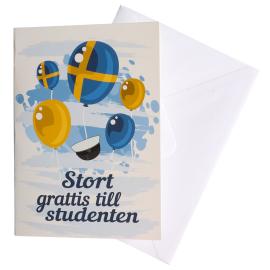 Studentkort med Kuvert Ballonger 17 x 12 cm