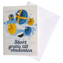 Studentkort med Kuvert Ballonger 17 x 12 cm