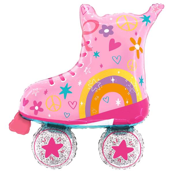 Folieballong Rosa Rullskridsko