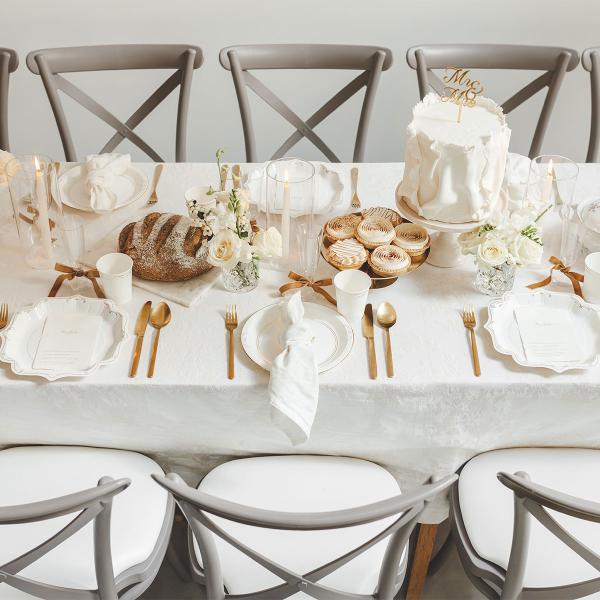 Papperstallrikar Ornament Guld/Vit 26 cm 6-pack