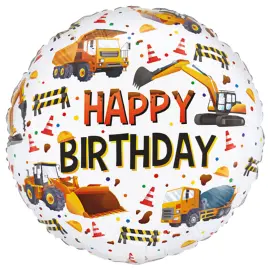 Folieballong Happy Birthday Byggfordon