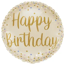 Folieballong Happy Birthday Kr&auml;mf&auml;rgad 35 cm