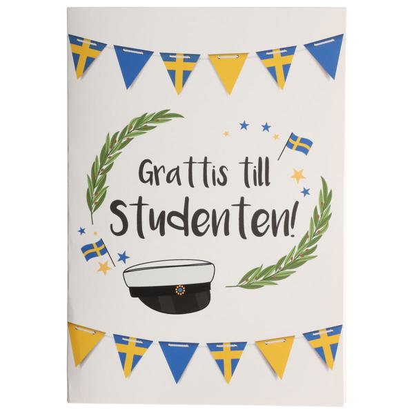 Studentkort med Kuvert Girlang 17 x 12 cm