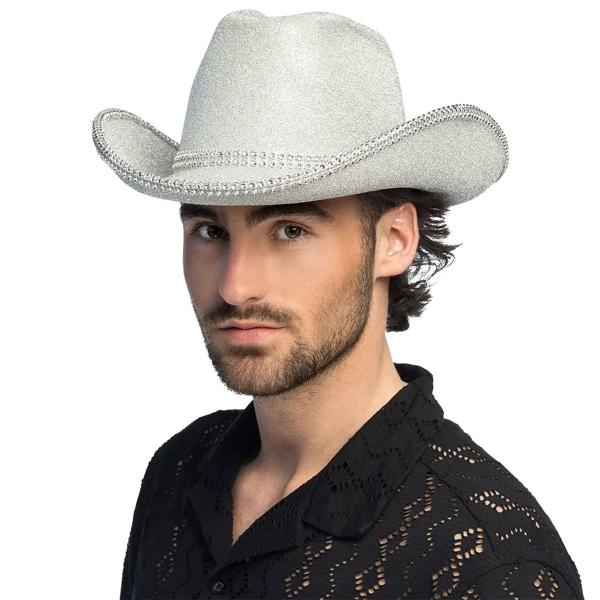 Cowboyhatt Glittrande Silver