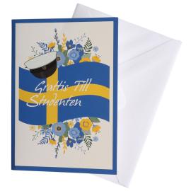 Studentkort med Kuvert Svenska Flaggan 17 x 12 cm
