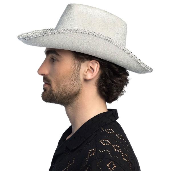 Cowboyhatt Glittrande Silver