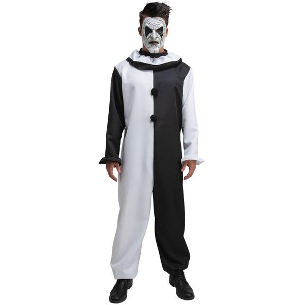 Svartvit Clowndräkt med Mask