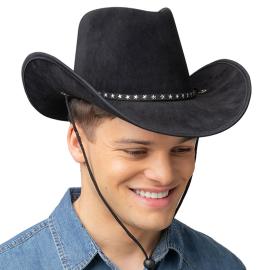 Cowboyhatt med Stj&auml;rnor Svart
