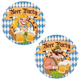 Glasunderl&auml;gg Beer Party Bl&aring;/Vit