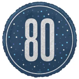 80 Års Folieballong Blå & Silver