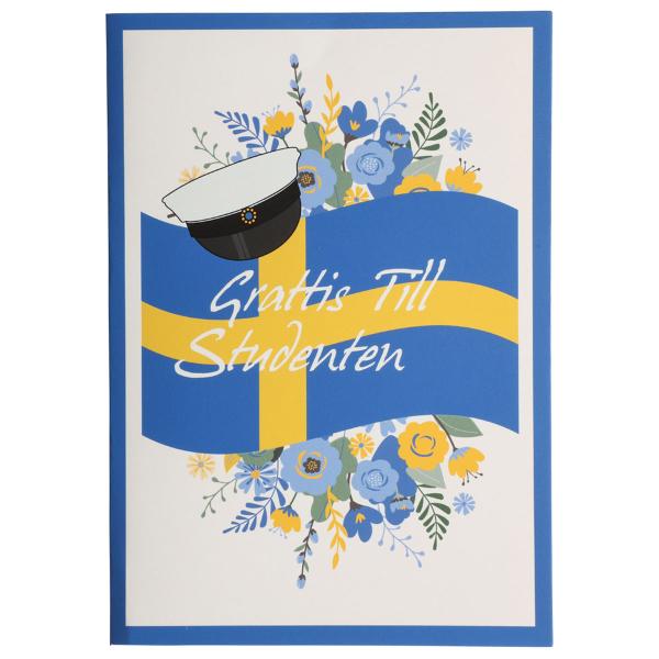 Studentkort med Kuvert Svenska Flaggan 17 x 12 cm