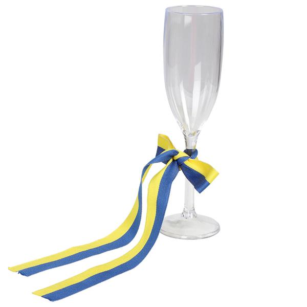 Transparent Champagneglas med Blågult Band 21 cm