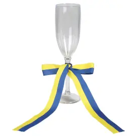 Transparent Champagneglas med Bl&aring;gult Band 21 cm