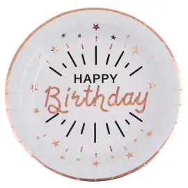Papptallrikar Happy Birthday Party Roseguld