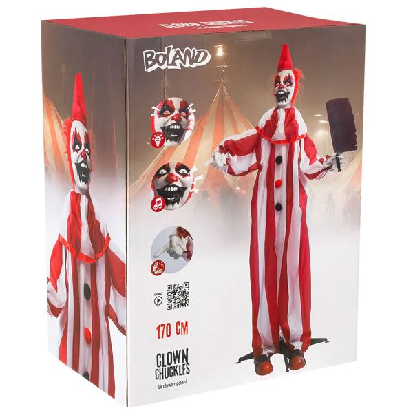 Animerad Rödvit Clown med Yxa 170 cm