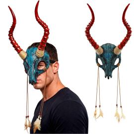 Mask Tjurskalle med Fj&auml;drar