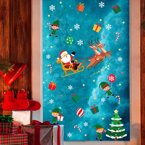 Jul Fönsterstickers Tomten & Tomtenissar