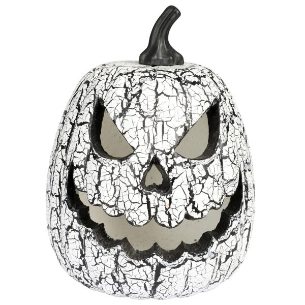 Vit Halloweenpumpa med LED-ljus
