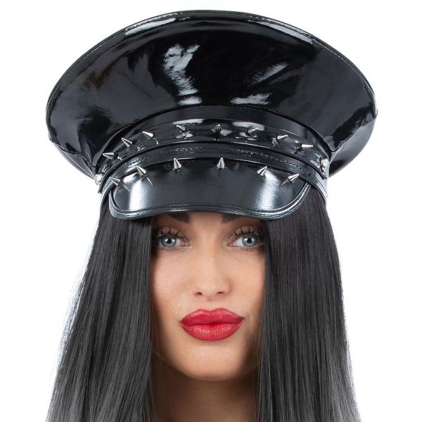 Kaptenshatt Svart med Nitar