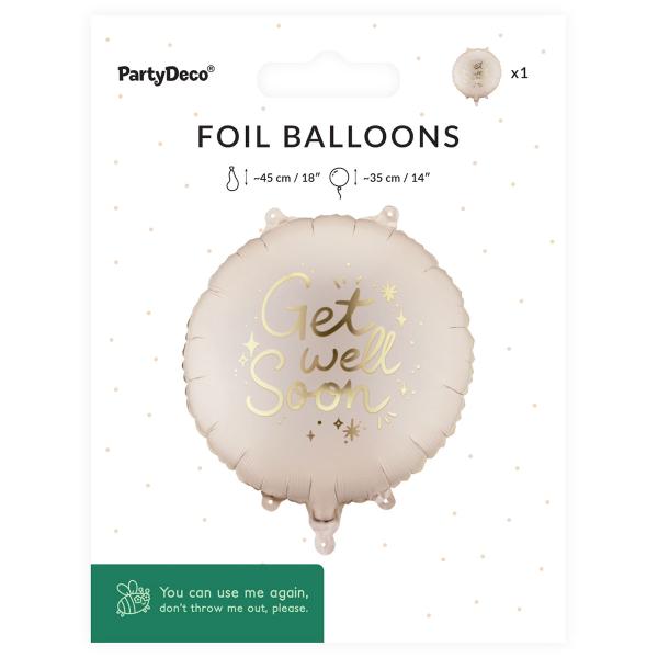 Rund Folieballong Get Well Soon 35 cm