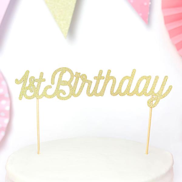 1st Birthday Tårtdekoration Guld