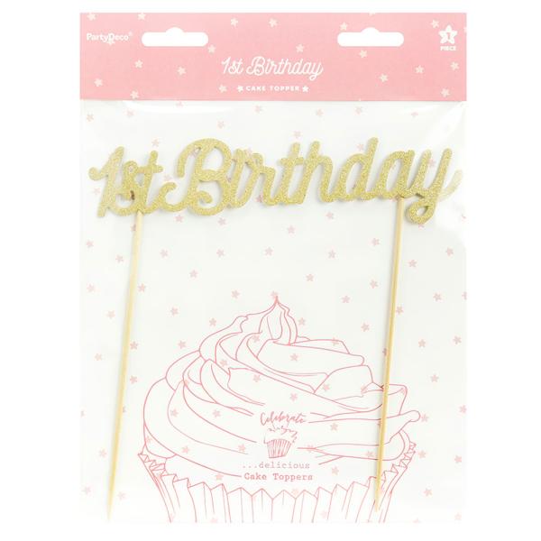 1st Birthday Tårtdekoration Guld