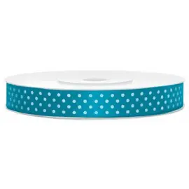 Turkost Satinband med Prickar 12 mm