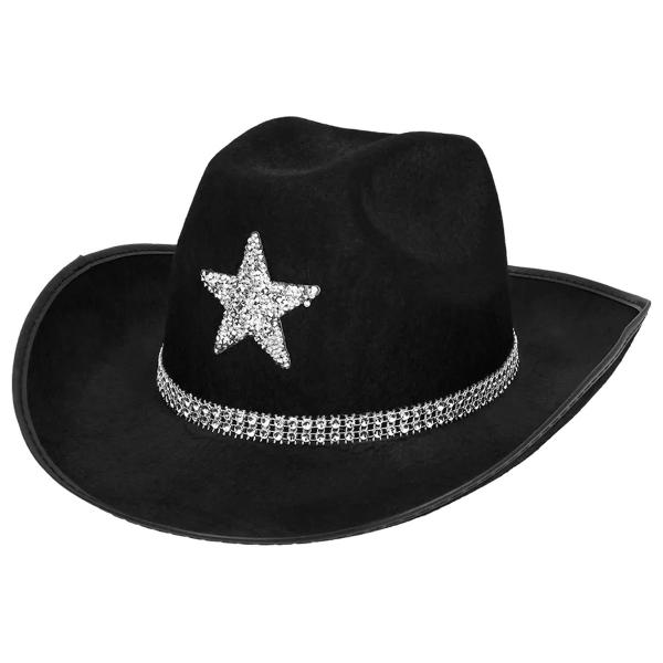 Cowboyhatt med Stjärna Svart