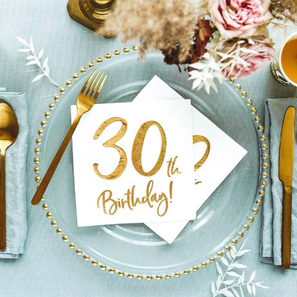 30th Birthday Servetter Guld