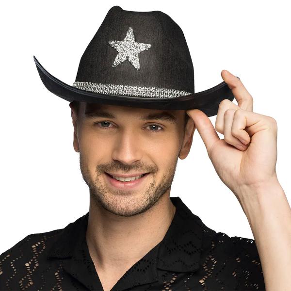 Cowboyhatt med Stjärna Svart