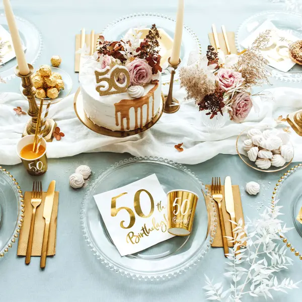 50th Birthday Servetter Guld