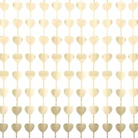 Dörrdraperi Hjärtan Matt Ljusguld