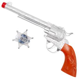 Cowboyrevolver med Sheriffstj&auml;rna Silver