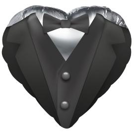 Folieballong Smoking Br&ouml;llop Silver 45 cm