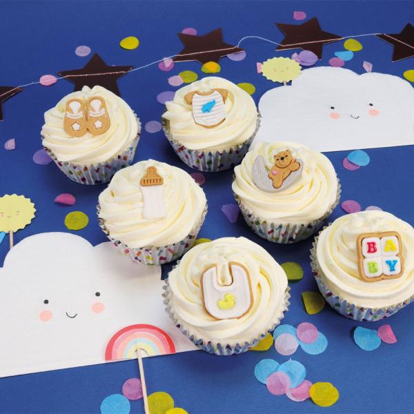 Sockerdekoration Babyshower Neutral