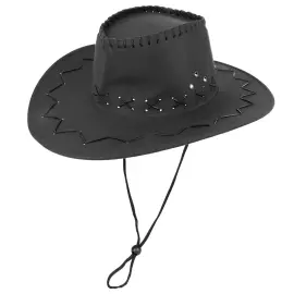 Deluxe Cowboyhatt med Sn&ouml;re Svart