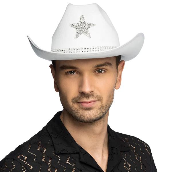 Cowboyhatt med Stjärna Vit