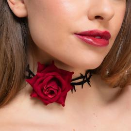 Choker Röd Ros & Taggar