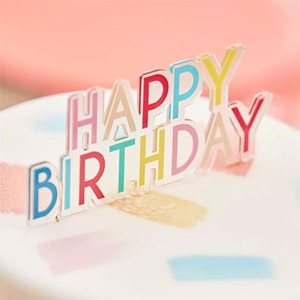 Happy Birthday Tårtdekoration Regnbåge