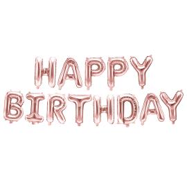 Ballonggirlang Happy Birthday Ros&eacute;guld 35 cm