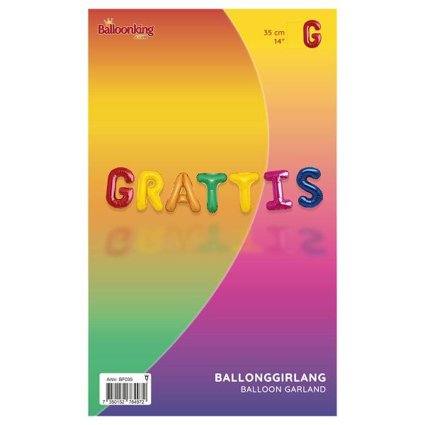 Ballonggirlang Grattis Flerfärgad 35 cm