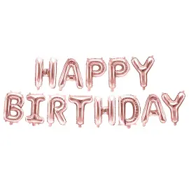 Ballonggirlang Happy Birthday Ros&eacute;guld 35 cm