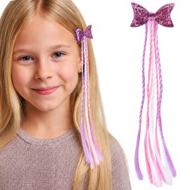H&aring;rslinga med Fl&auml;tor Rosa/Lila/Vit