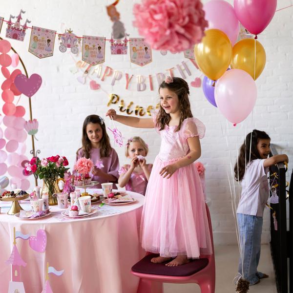 Rosa Prinsessklänning med Dekorsten Barn