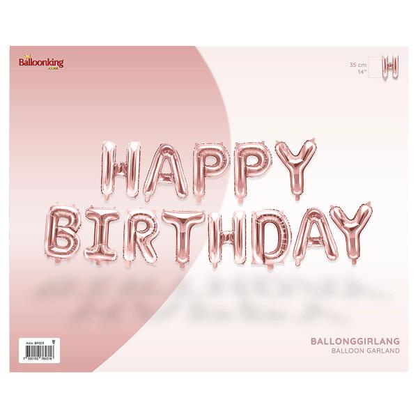 Ballonggirlang Happy Birthday Roséguld 35 cm