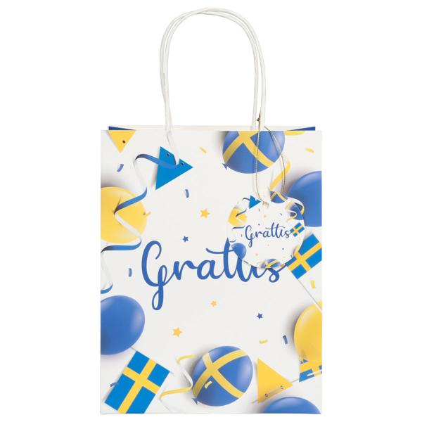 Sveriges Presentpåse Grattis 18 x 10 x 23 cm