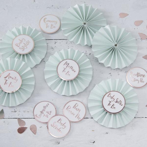 Baby Shower Prydnadsnålar Mintgrön & Roseguld