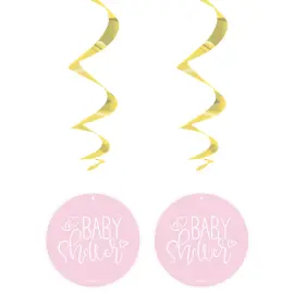 Baby Shower Swirls Ljusrosa & Metallic Guld